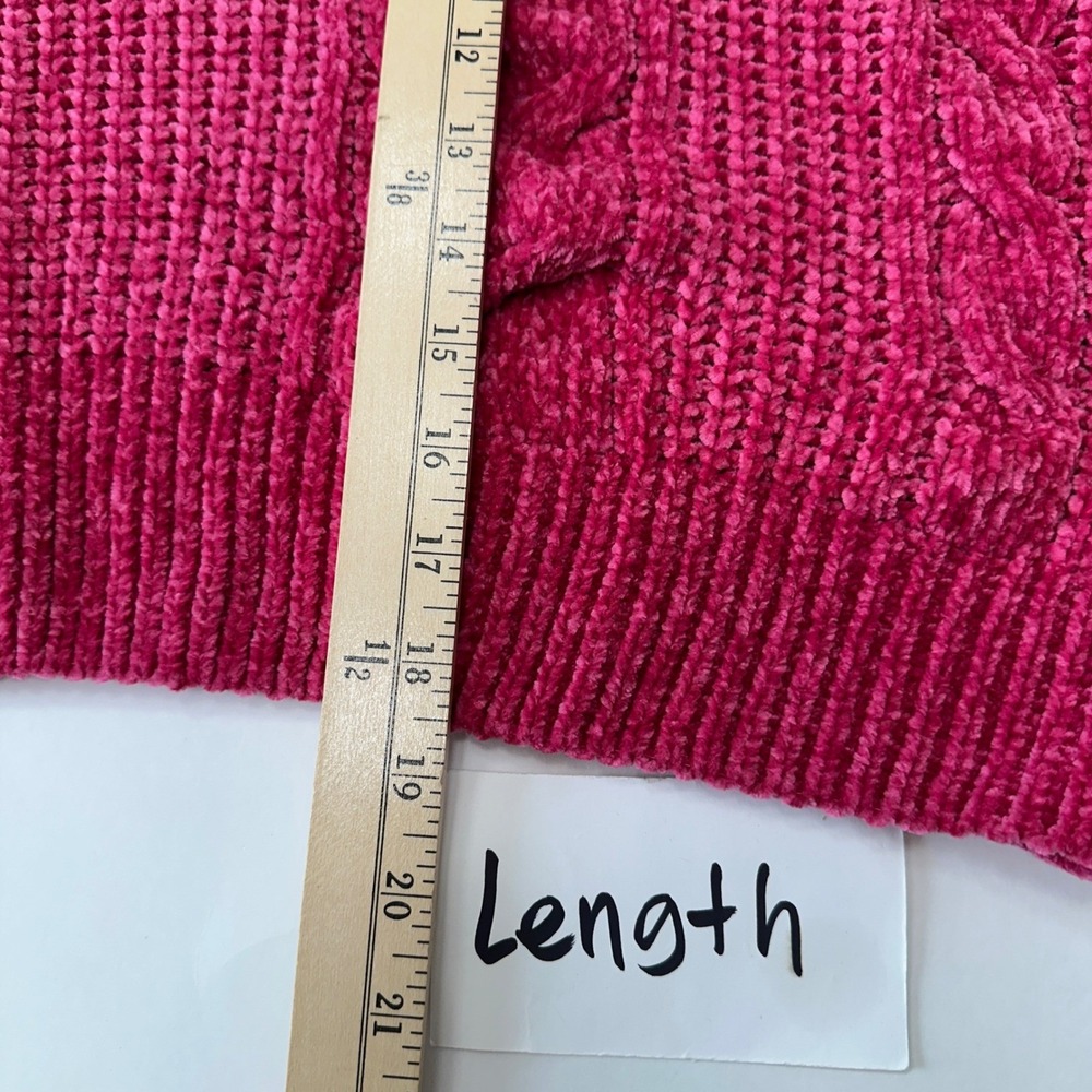 Cocovive Cable Knit Cropped Sweater Pullover Chenille Pink Womens‎ Large Casual - Picture 11 of 12